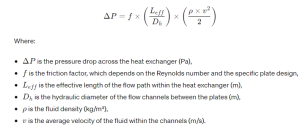 Heat exchanger pressure drop calculation formula